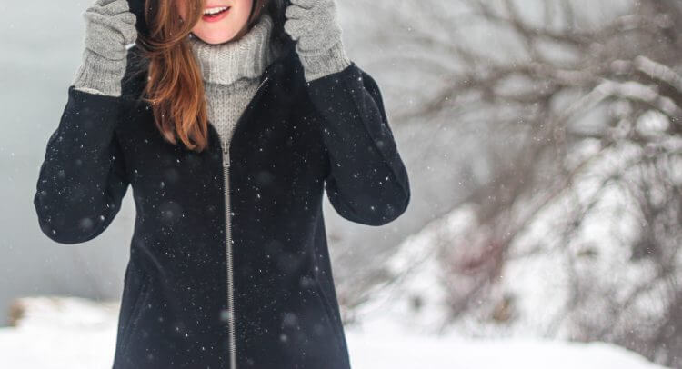 Girl wearing jacket and warm clothes.